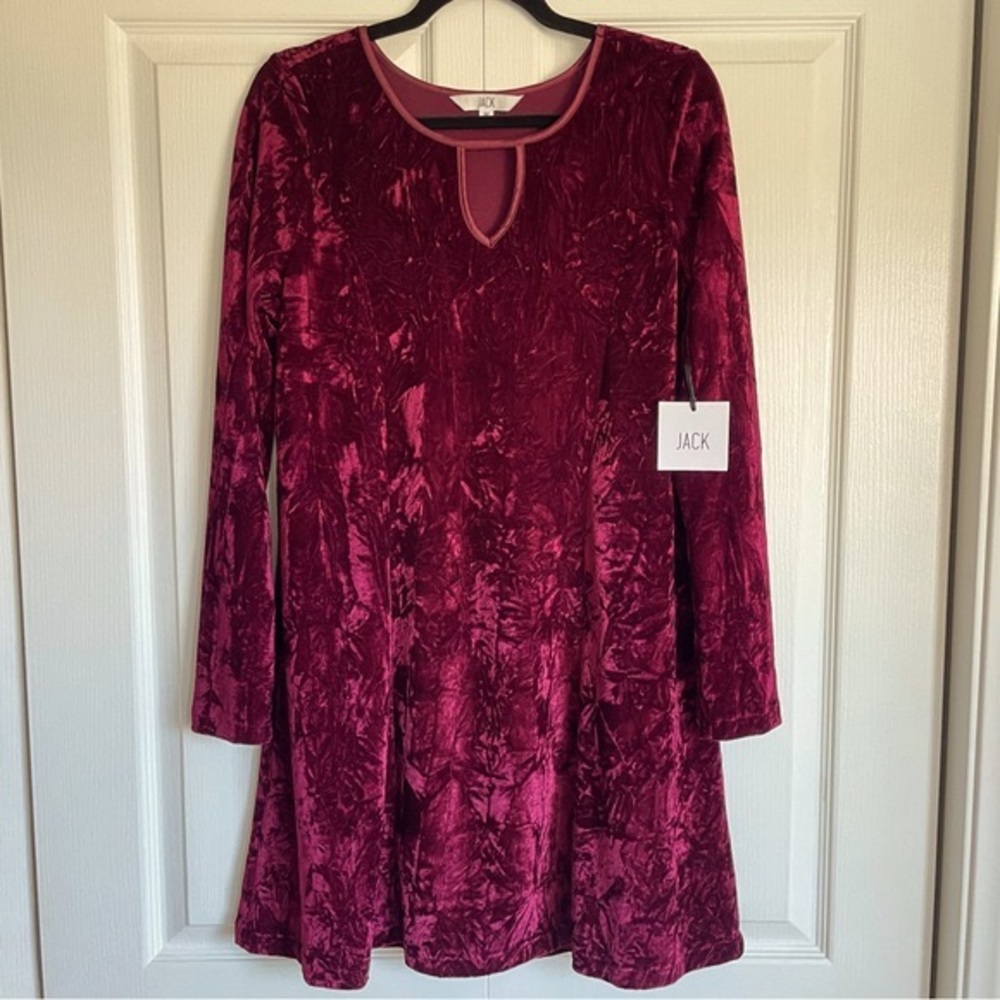 NWT Jack by BB Dakota Women’s Long Sleeve Crushed Velvet Dress Merlot - Medium - Picture 2 of 9